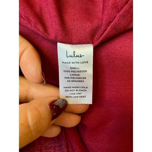 LULUS BNWT Women Sz Xlarge "Lisette" One Shoulder Satin Burgundy Dress - Picture 6 of 7